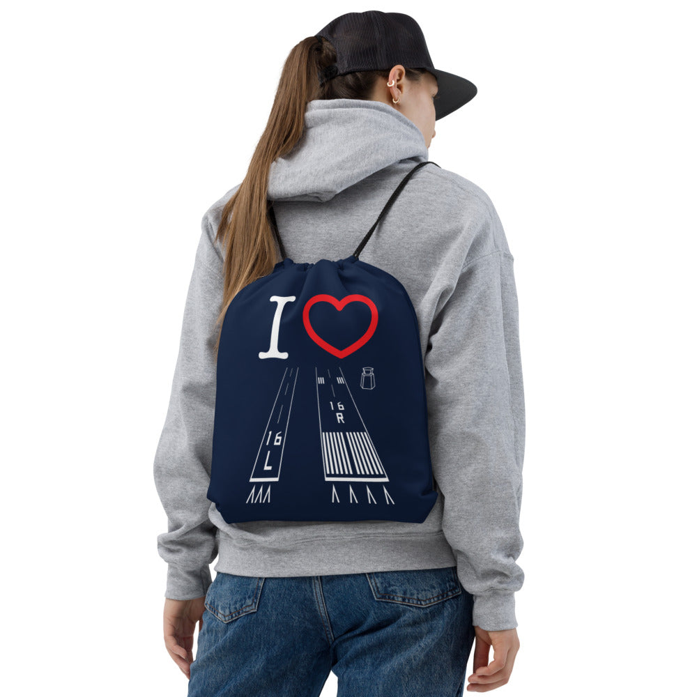 Van Nuys Airport Runways 16L - 16R / 34L - 34R - navy drawstring bag