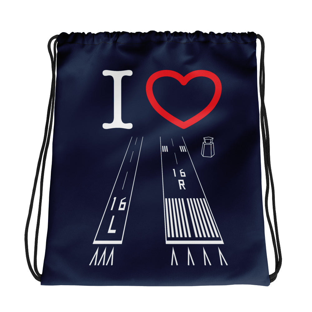 Van Nuys Airport Runways 16L - 16R / 34L - 34R - navy drawstring bag
