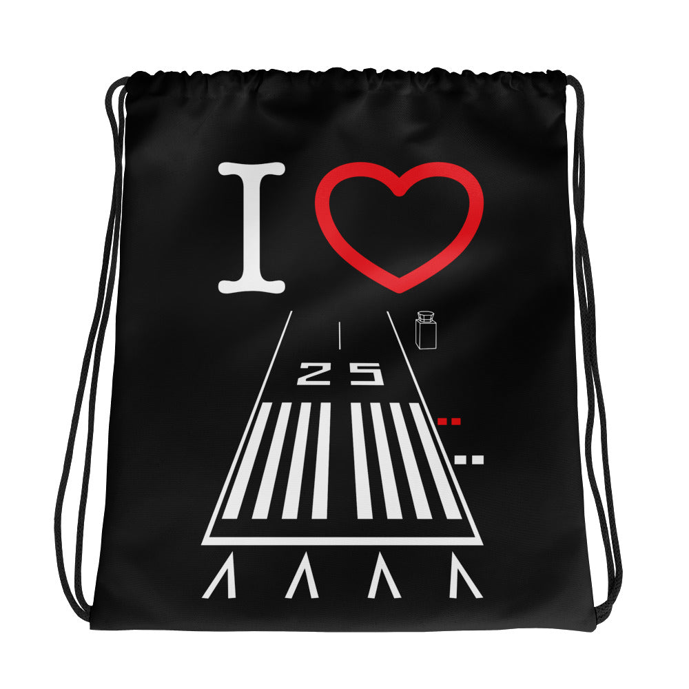 Hawthorne Airport Runway 25 / Runway 7 - drawstring bag