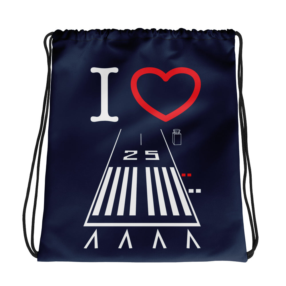 Hawthorne Airport Runway 25 / Runway 7 - drawstring bag