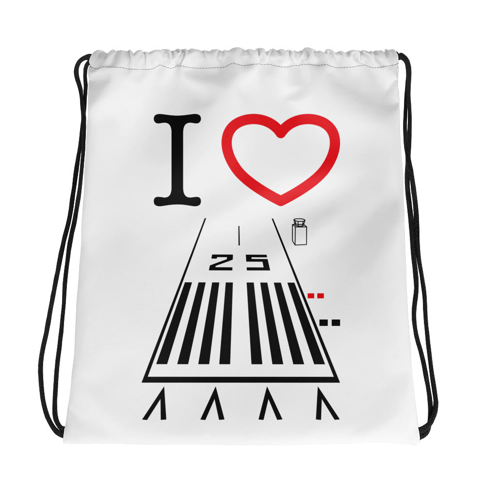 Hawthorne Airport Runway 25 / Runway 7 - drawstring bag