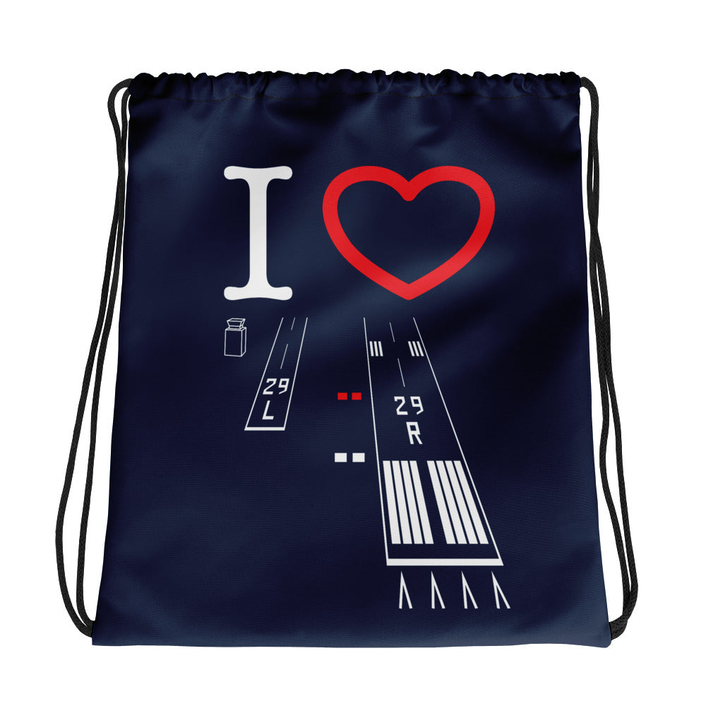Torrance Airport Runways 29L - 29R / 11L - 11R - navy drawstring bag