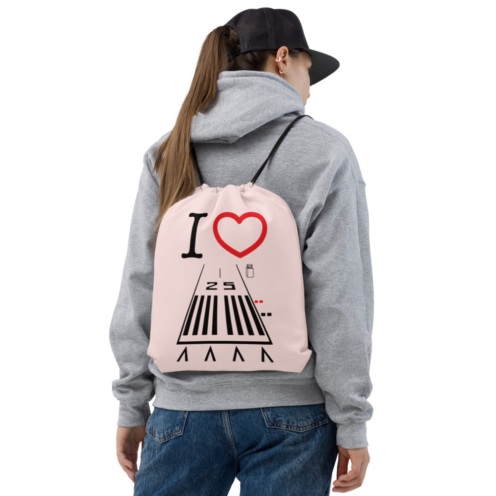 Hawthorne Airport Runway 25 / Runway 7 - drawstring bag