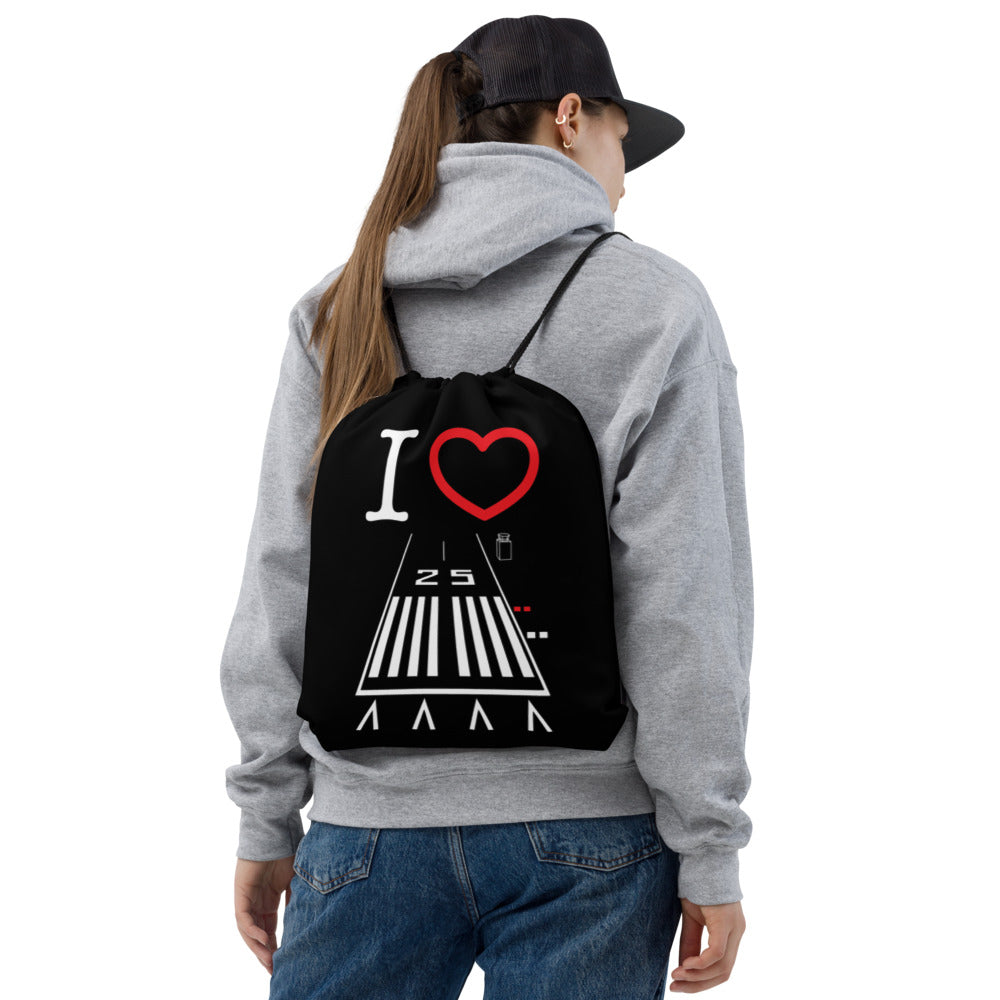 Hawthorne Airport Runway 25 / Runway 7 - drawstring bag