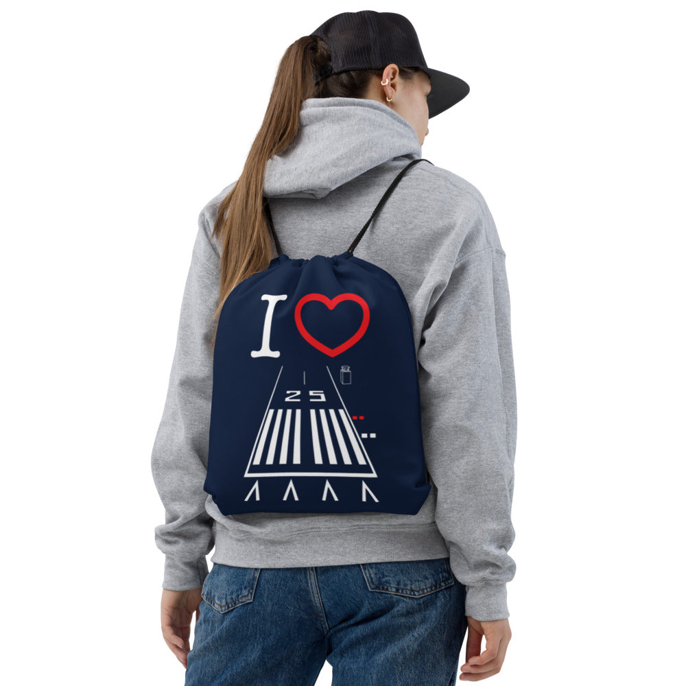 Hawthorne Airport Runway 25 / Runway 7 - drawstring bag
