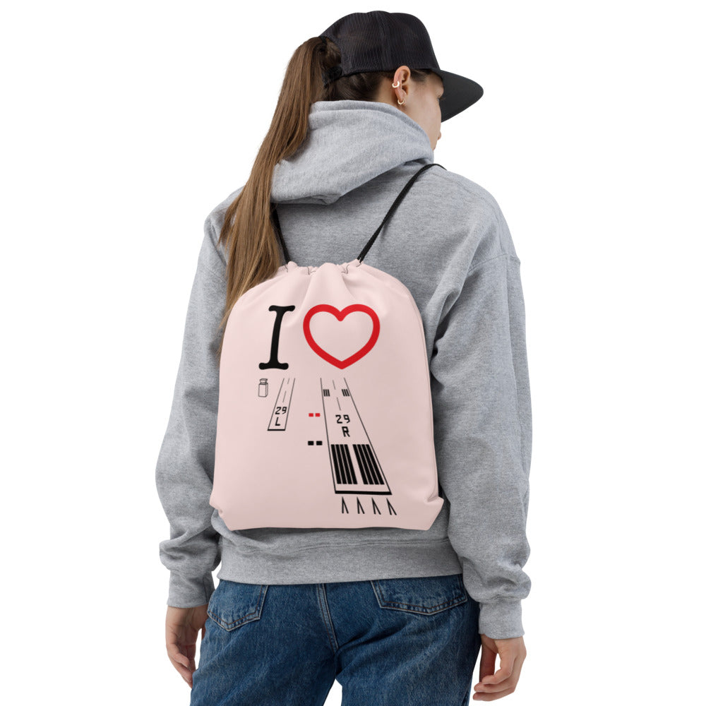 Torrance Airport Runways 29L - 29R / 11L / 11R - light pink drawstring bag