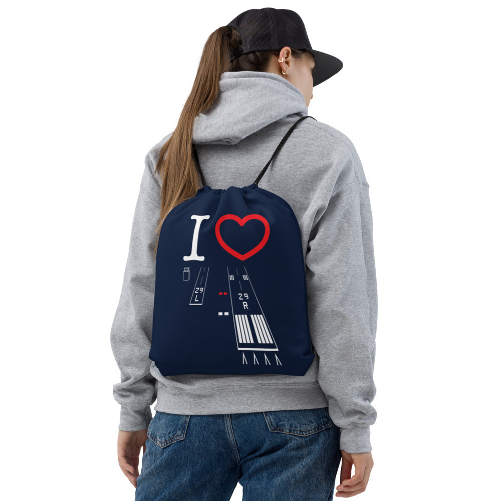 Torrance Airport Runways 29L - 29R / 11L - 11R - navy drawstring bag