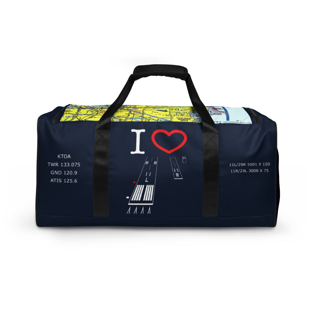 Torrance Airport Runways 29L - 29R / 11L - 11R - navy duffle bag