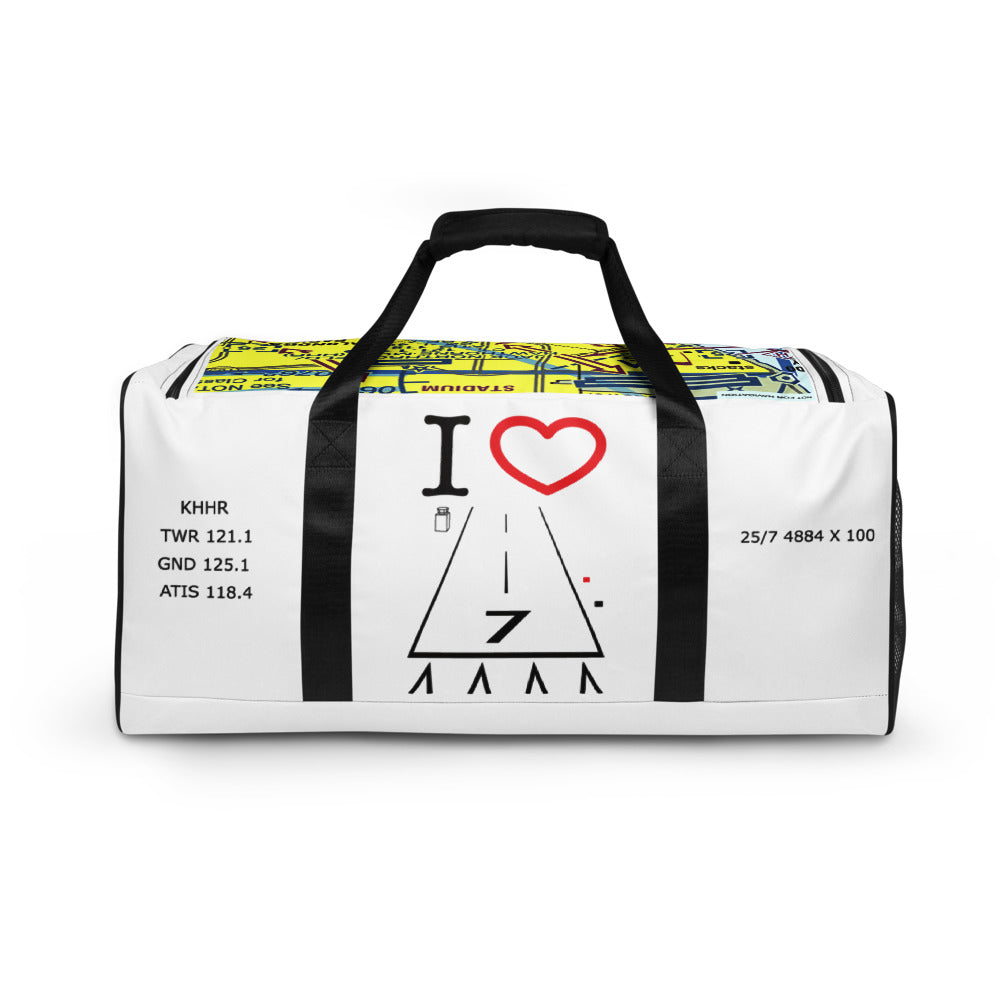 Hawthorne Airport Runway 25 / Runway 7 white duffle bag