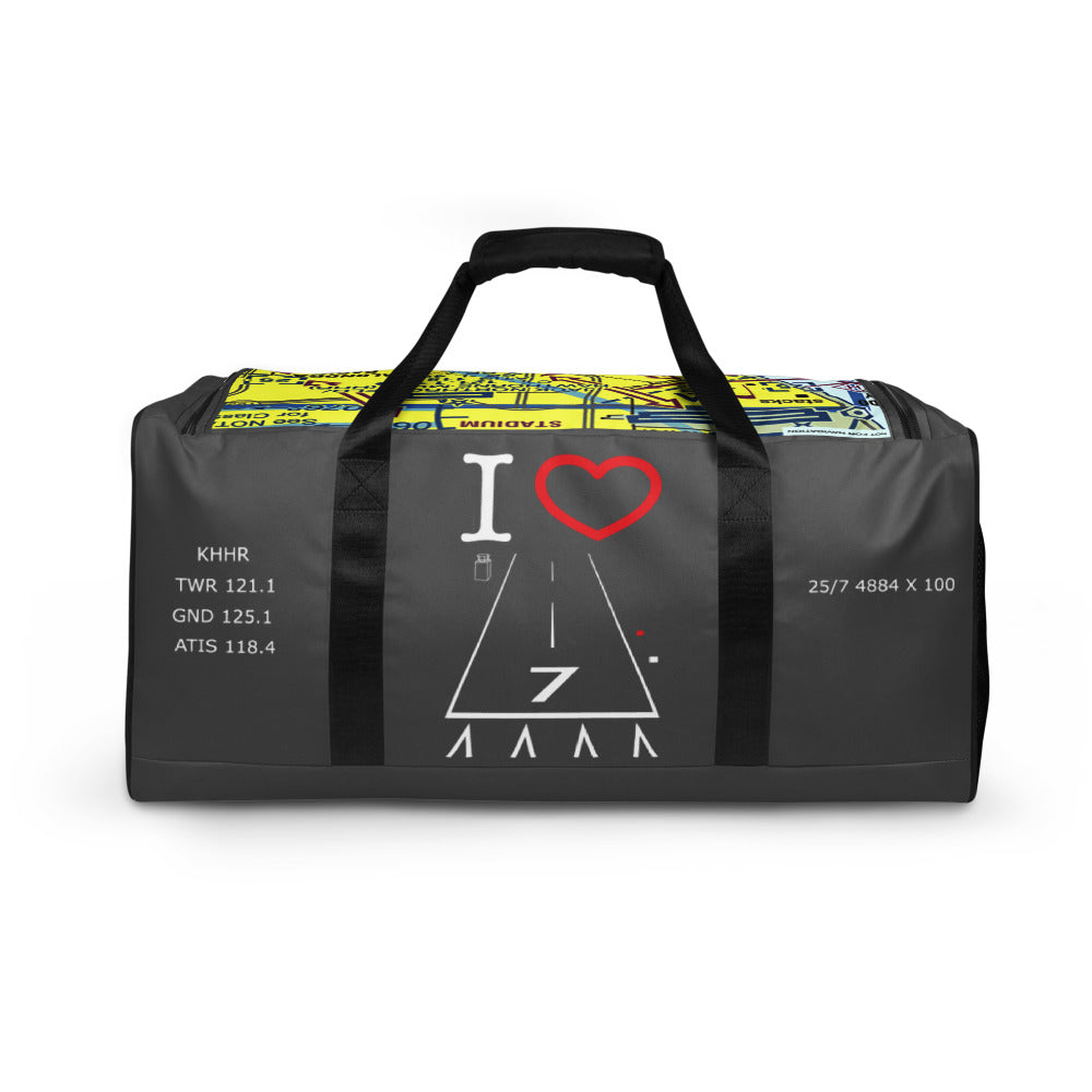 Hawthorne Airport Runway 25 / Runway 7 grey duffle bag