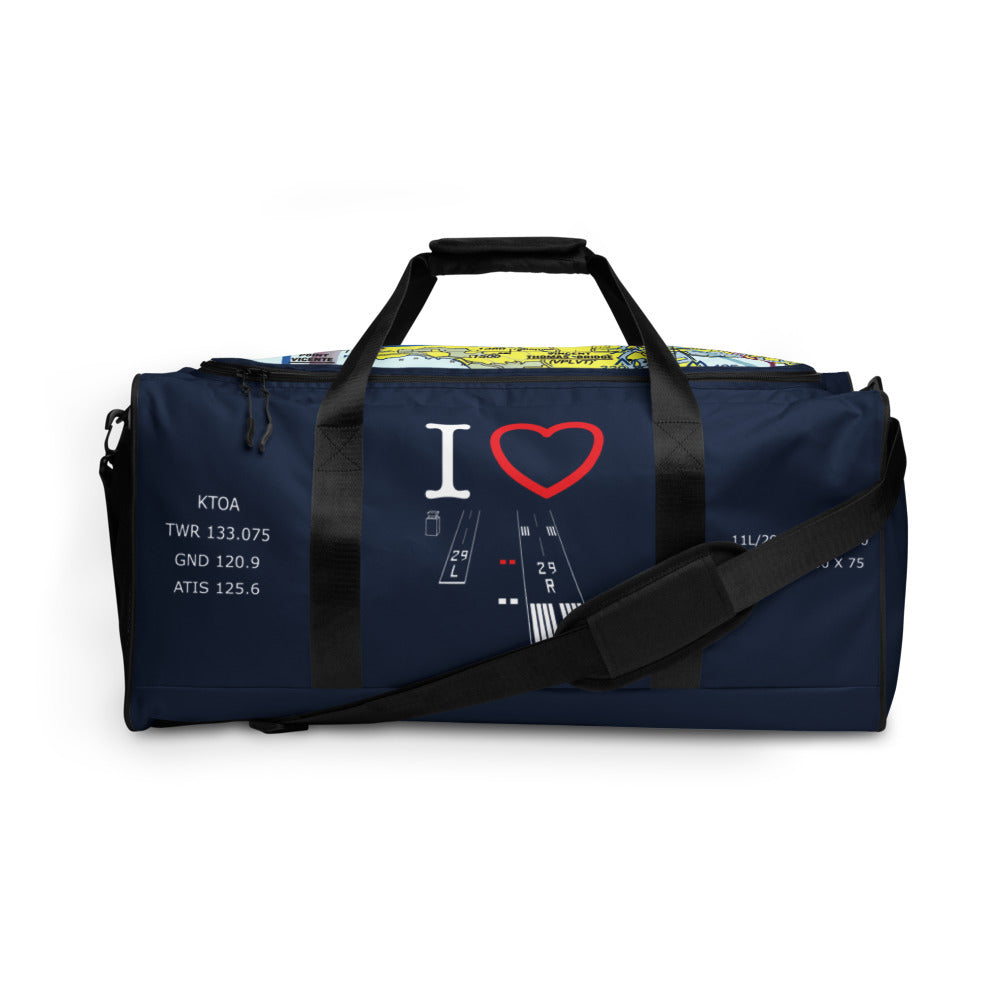 Torrance Airport Runways 29L - 29R / 11L - 11R - navy duffle bag