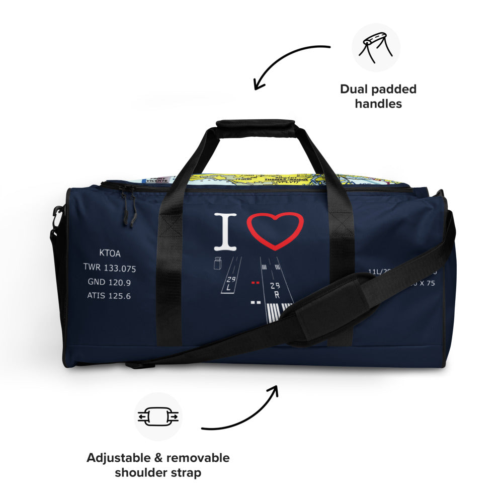 Torrance Airport Runways 29L - 29R / 11L - 11R - navy duffle bag