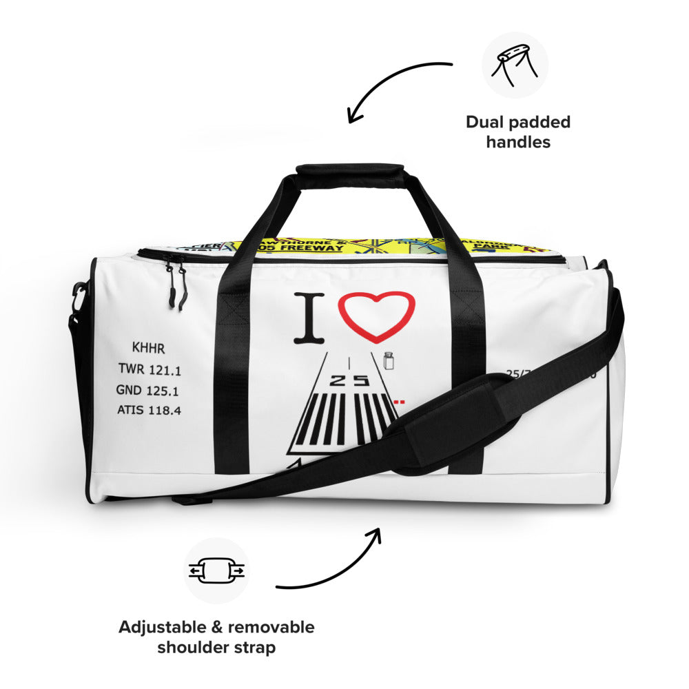 Hawthorne Airport Runway 25 / Runway 7 white duffle bag