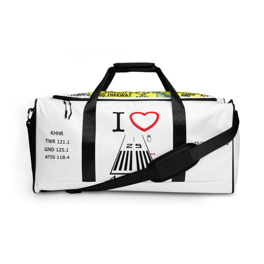 Hawthorne Airport Runway 25 / Runway 7 white duffle bag