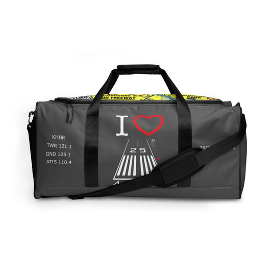 Hawthorne Airport Runway 25 / Runway 7 grey duffle bag