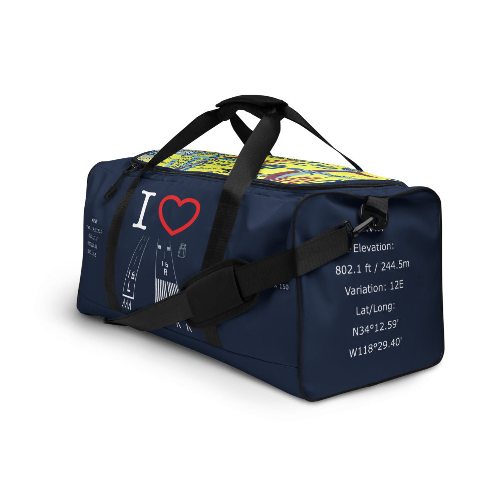 Van Nuys Airport Runways 16L - 16R / 34L - 34R - navy duffle bag