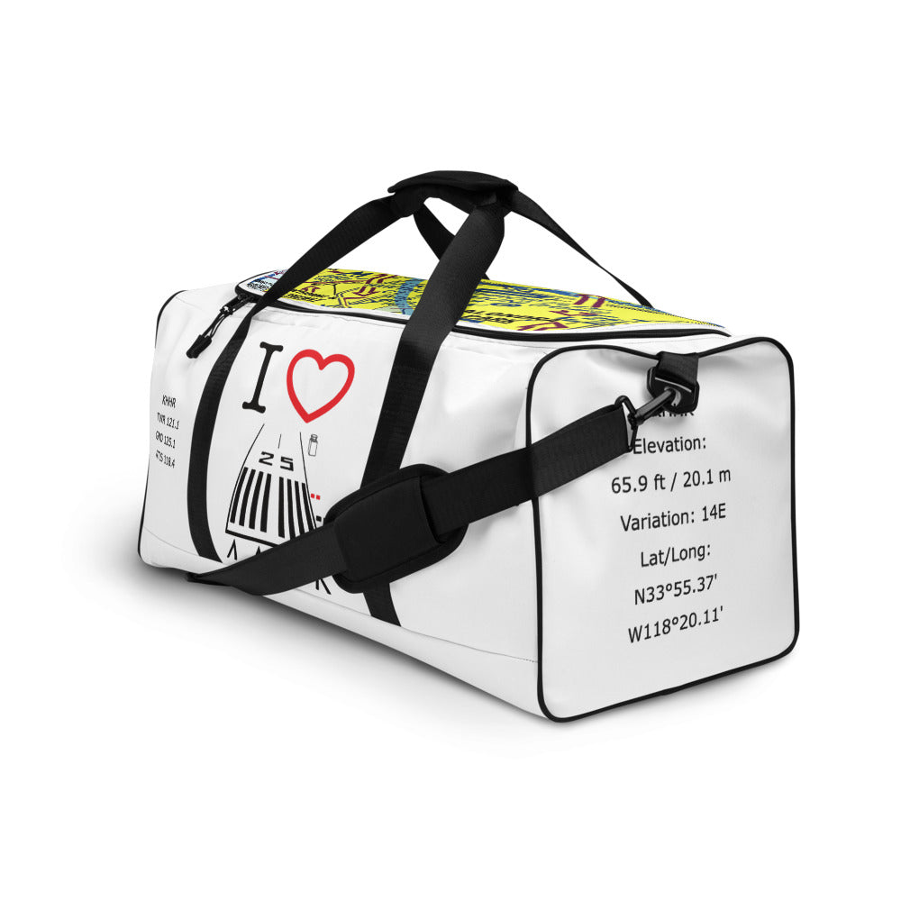 Hawthorne Airport Runway 25 / Runway 7 white duffle bag
