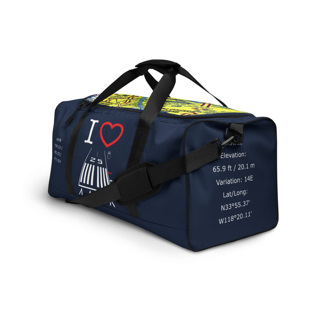 Hawthorne Airport Runway 25 / Runway 7 navy duffle bag