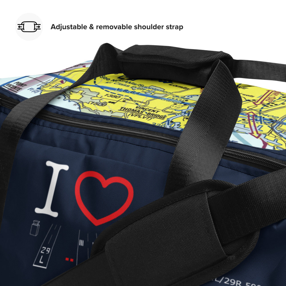 Torrance Airport Runways 29L - 29R / 11L - 11R - navy duffle bag