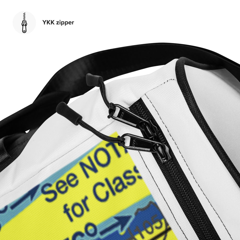 Hawthorne Airport Runway 25 / Runway 7 white duffle bag
