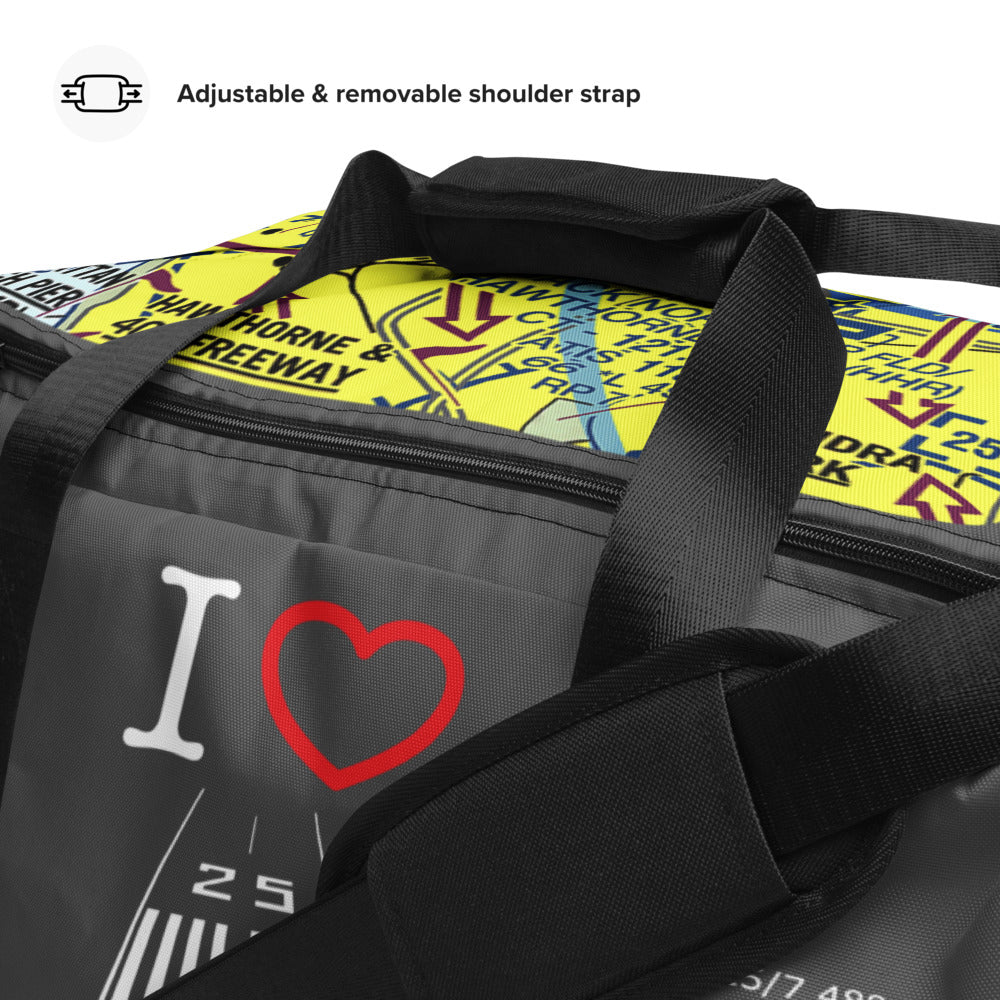 Hawthorne Airport Runway 25 / Runway 7 grey duffle bag