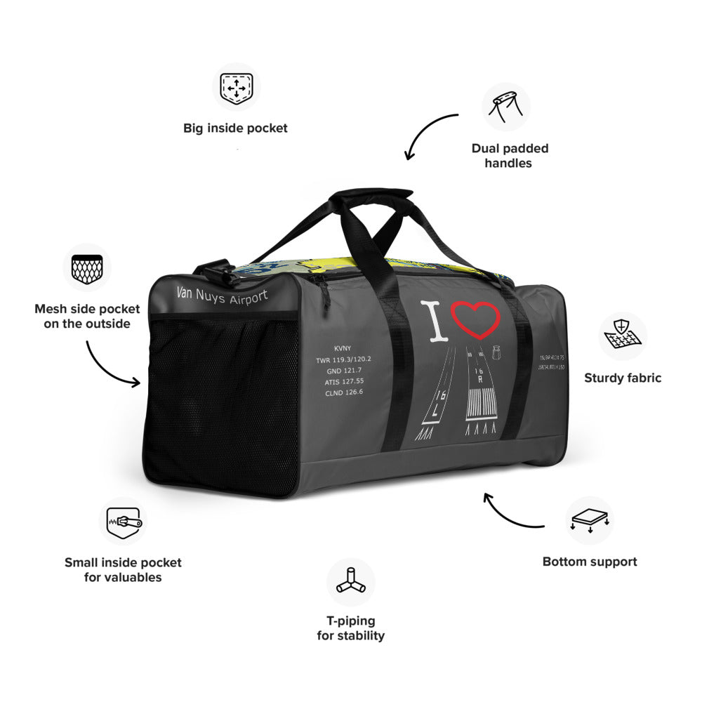 Van Nuys Airport Runways 16L - 16R / 34L - 34R - duffle bag
