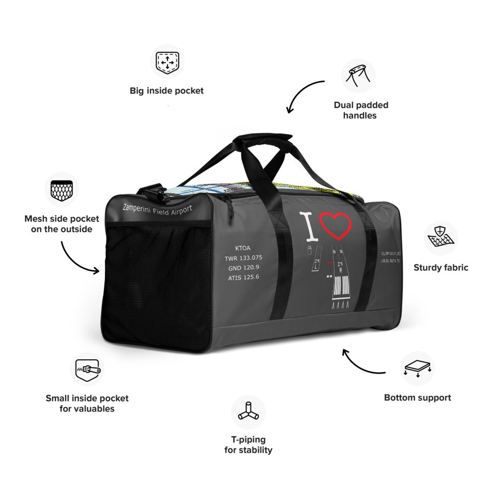 Torrance Airport Runways 29L - 29R / 11L - 11R - duffle bag