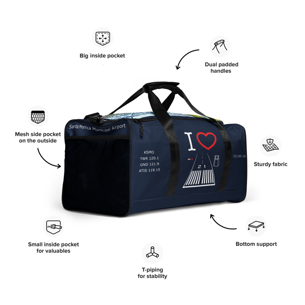 Santa Monica Airport Runway 21 - 3 - navy duffle bag