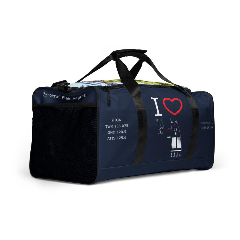 Torrance Airport Runways 29L - 29R / 11L - 11R - navy duffle bag
