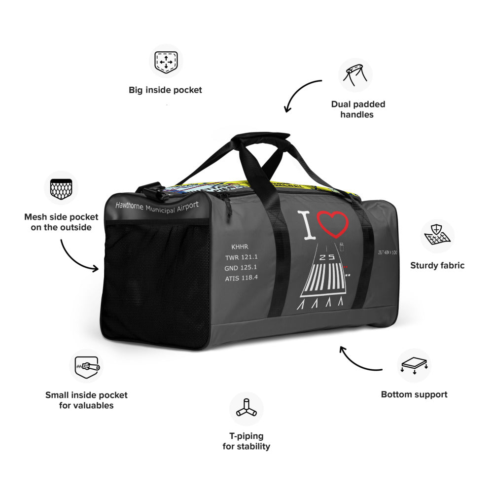 Hawthorne Airport Runway 25 / Runway 7 grey duffle bag