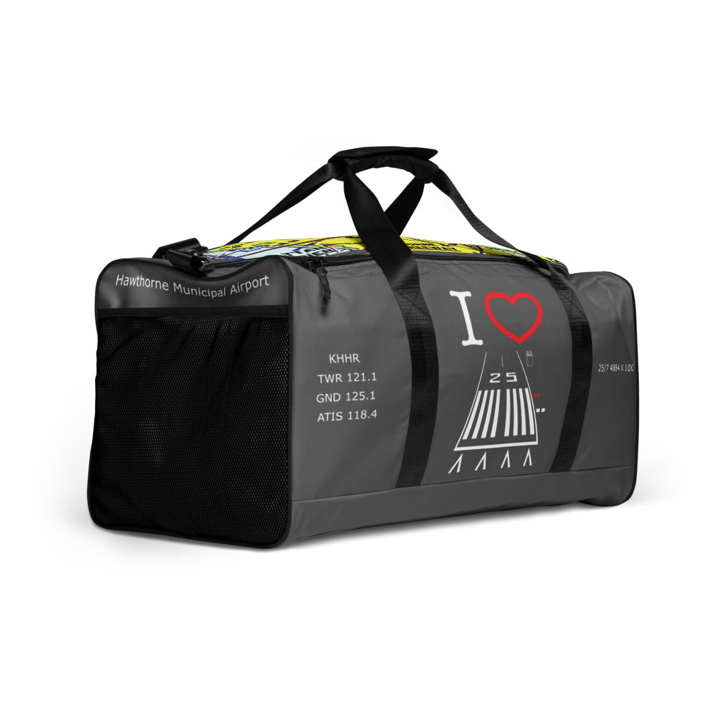 Hawthorne Airport Runway 25 / Runway 7 grey duffle bag