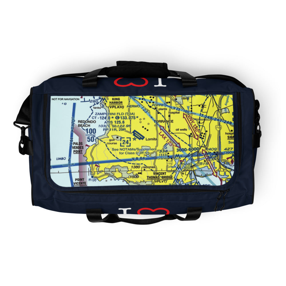 Torrance Airport Runways 29L - 29R / 11L - 11R - navy duffle bag
