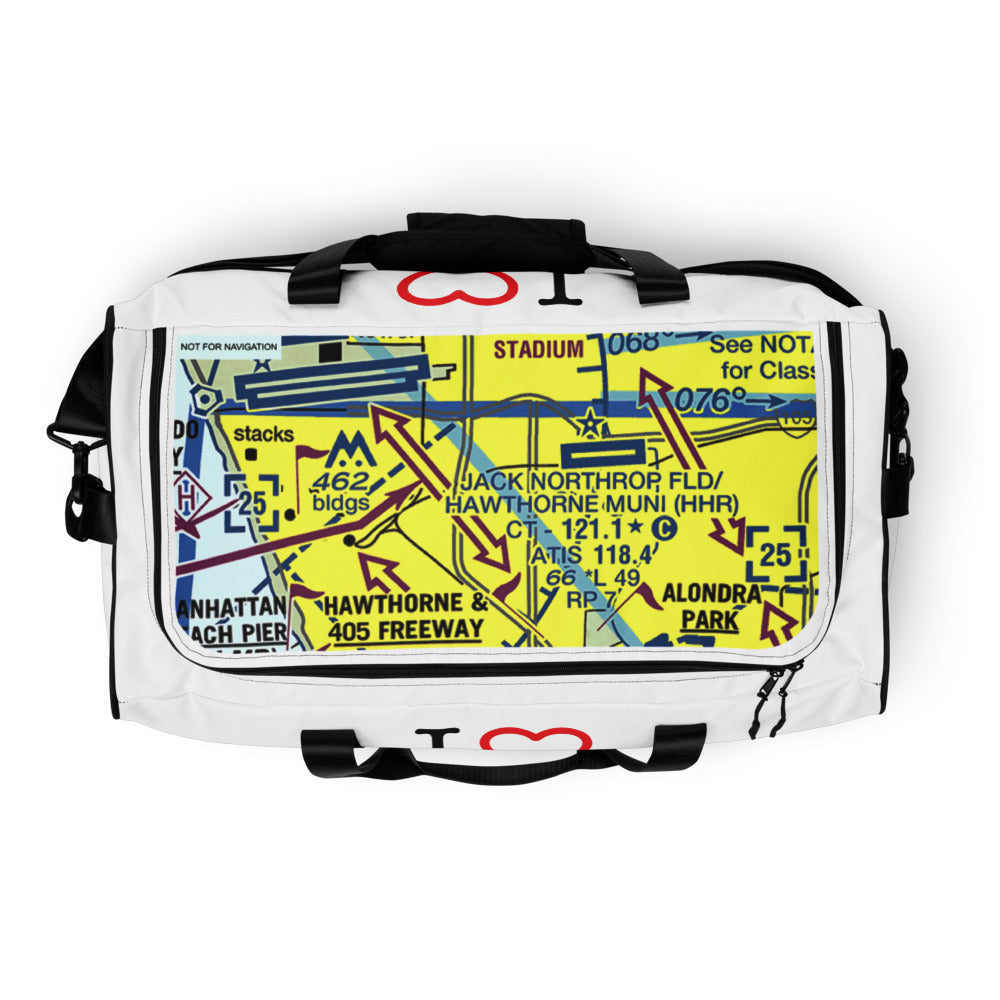 Hawthorne Airport Runway 25 / Runway 7 white duffle bag