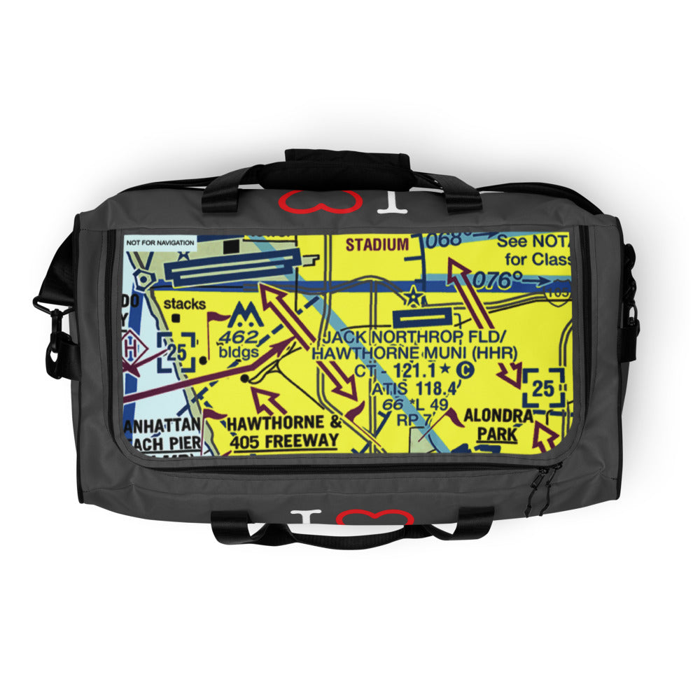 Hawthorne Airport Runway 25 / Runway 7 grey duffle bag