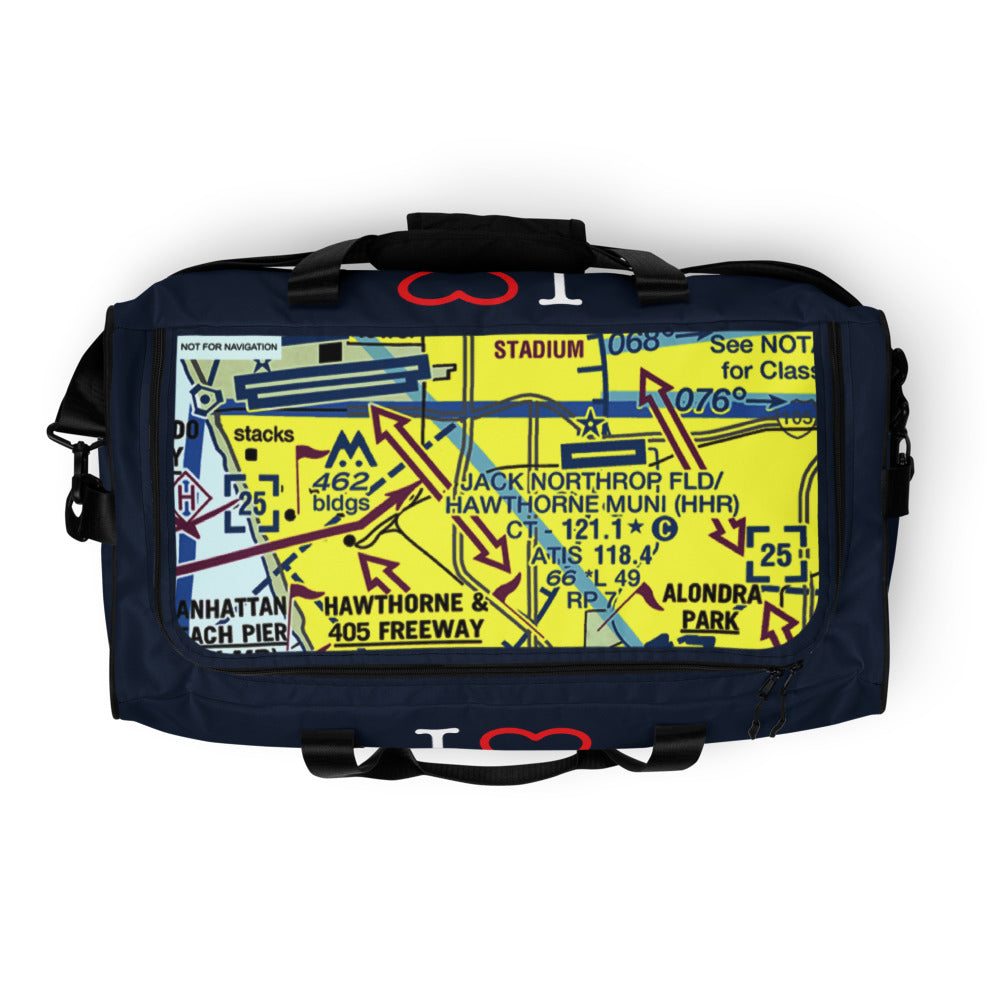 Hawthorne Airport Runway 25 / Runway 7 navy duffle bag