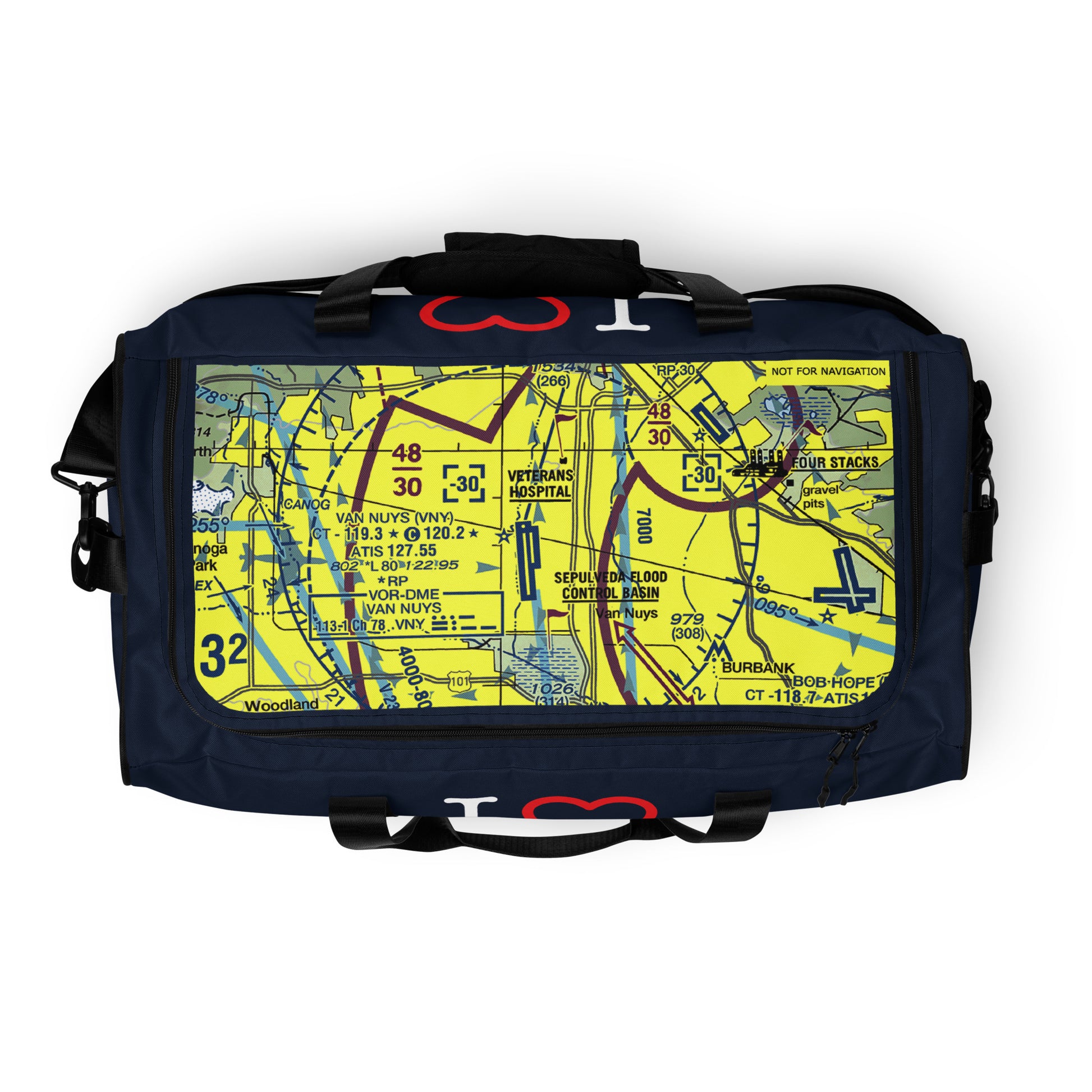 Van Nuys Airport Runways 16L - 16R / 34L - 34R - navy duffle bag