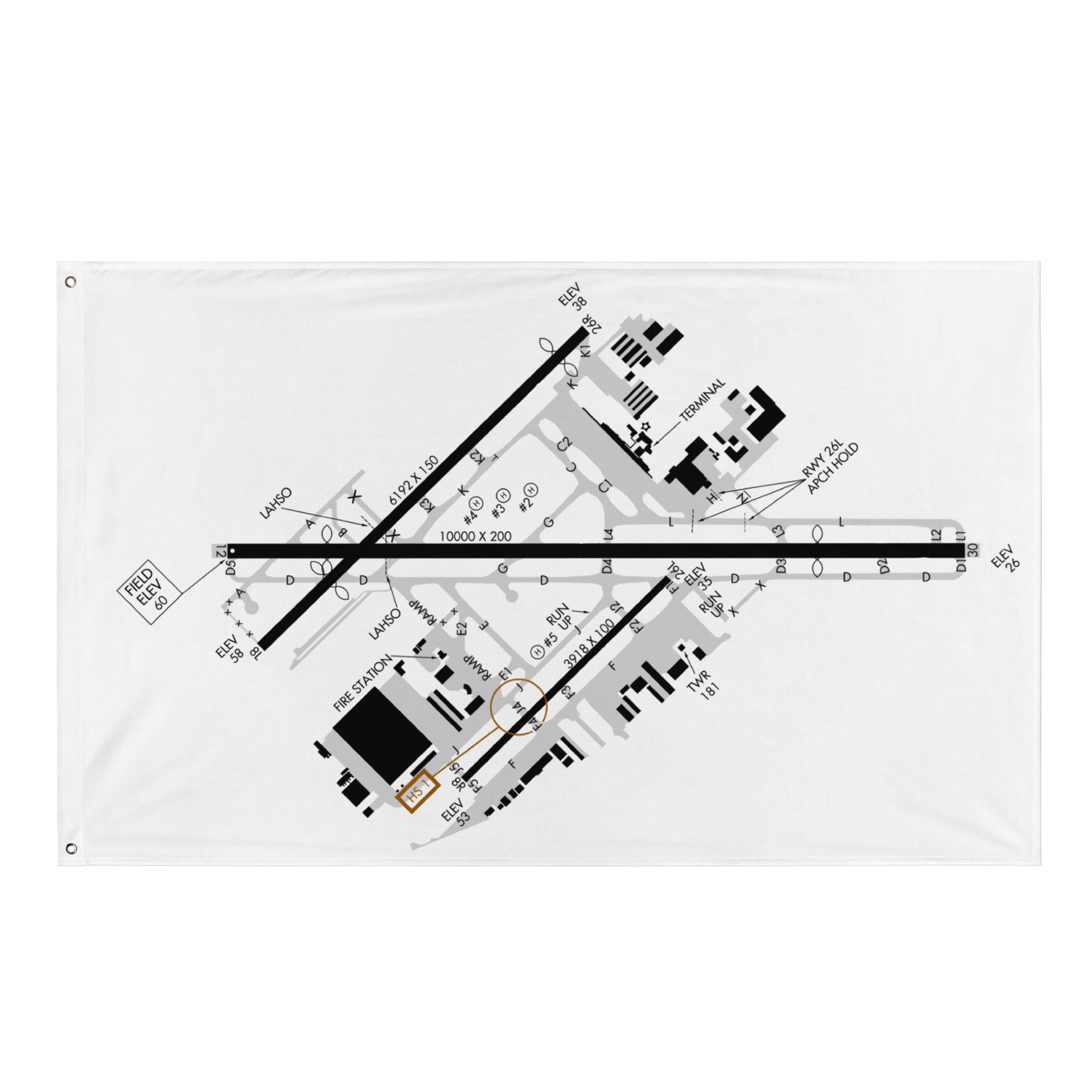 Long Beach Airport taxi diagram - flag