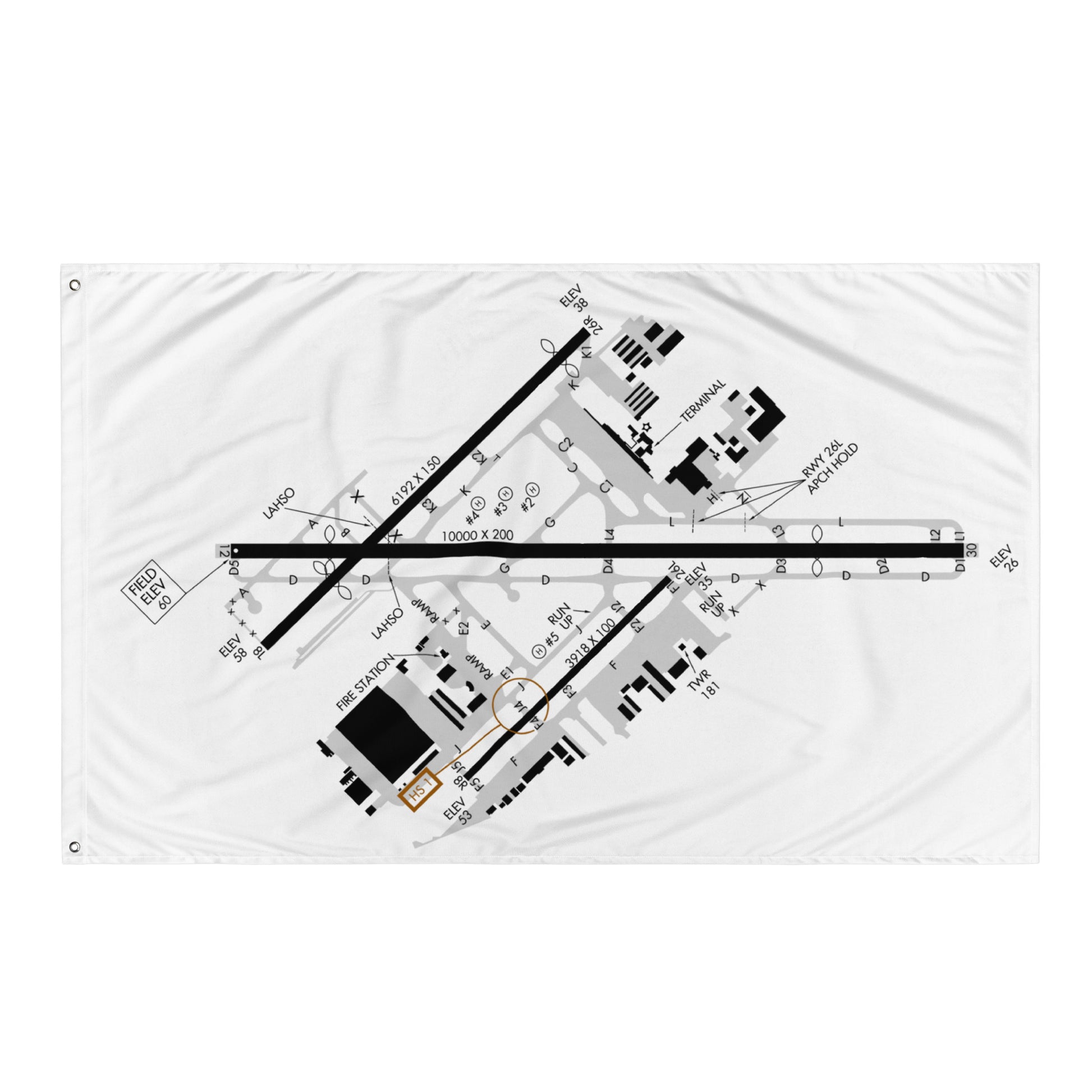 Long Beach Airport taxi diagram - flag