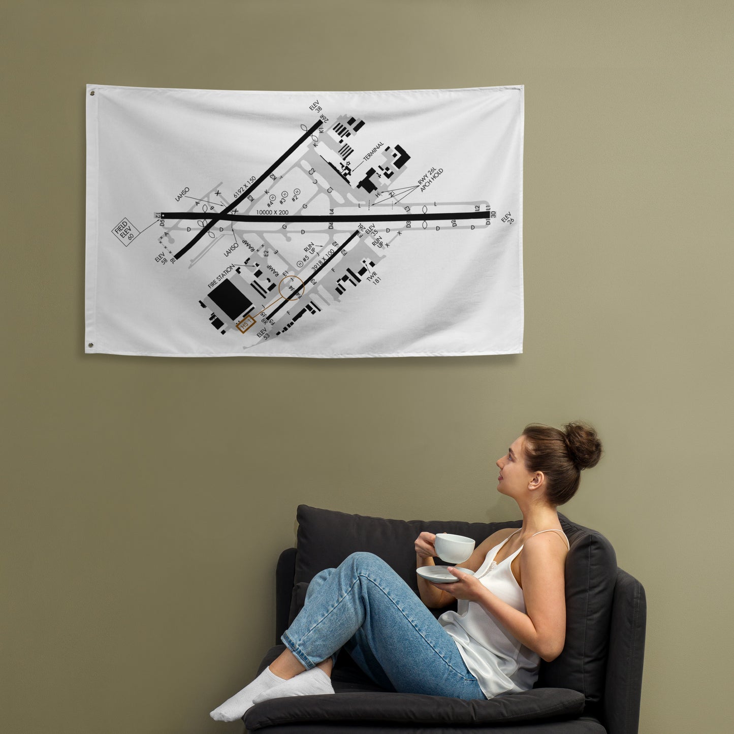Long Beach Airport taxi diagram - flag