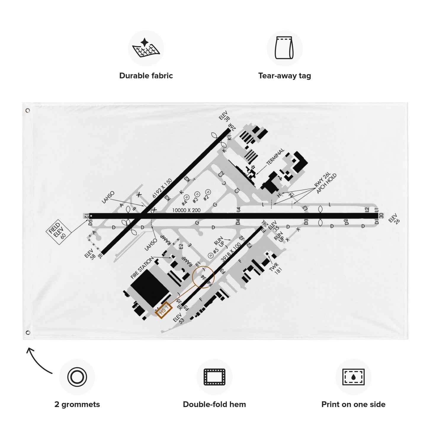 Long Beach Airport taxi diagram - flag