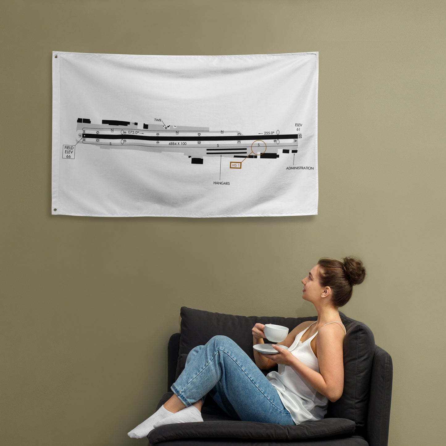 Hawthorne Airport taxi diagram - flag