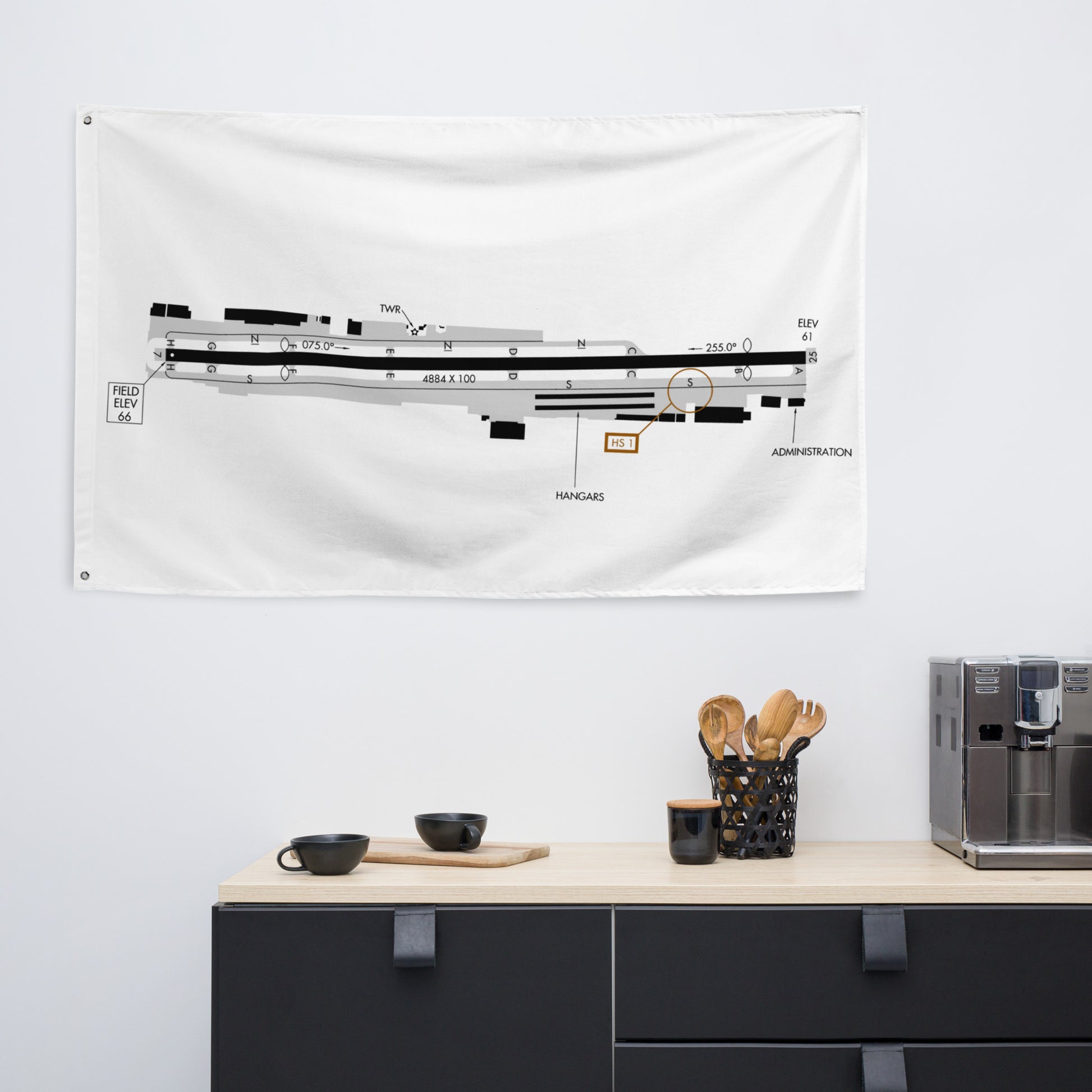 Hawthorne Airport taxi diagram - flag