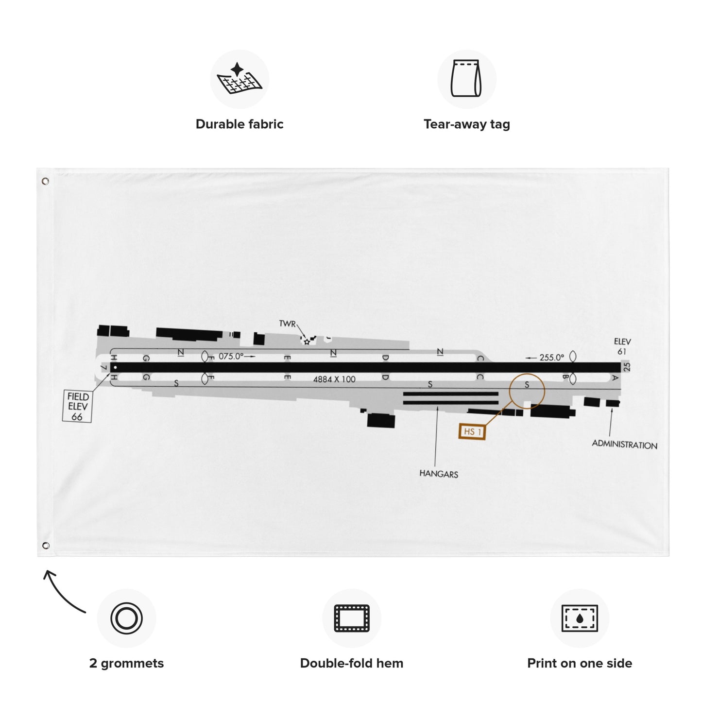 Hawthorne Airport taxi diagram - flag