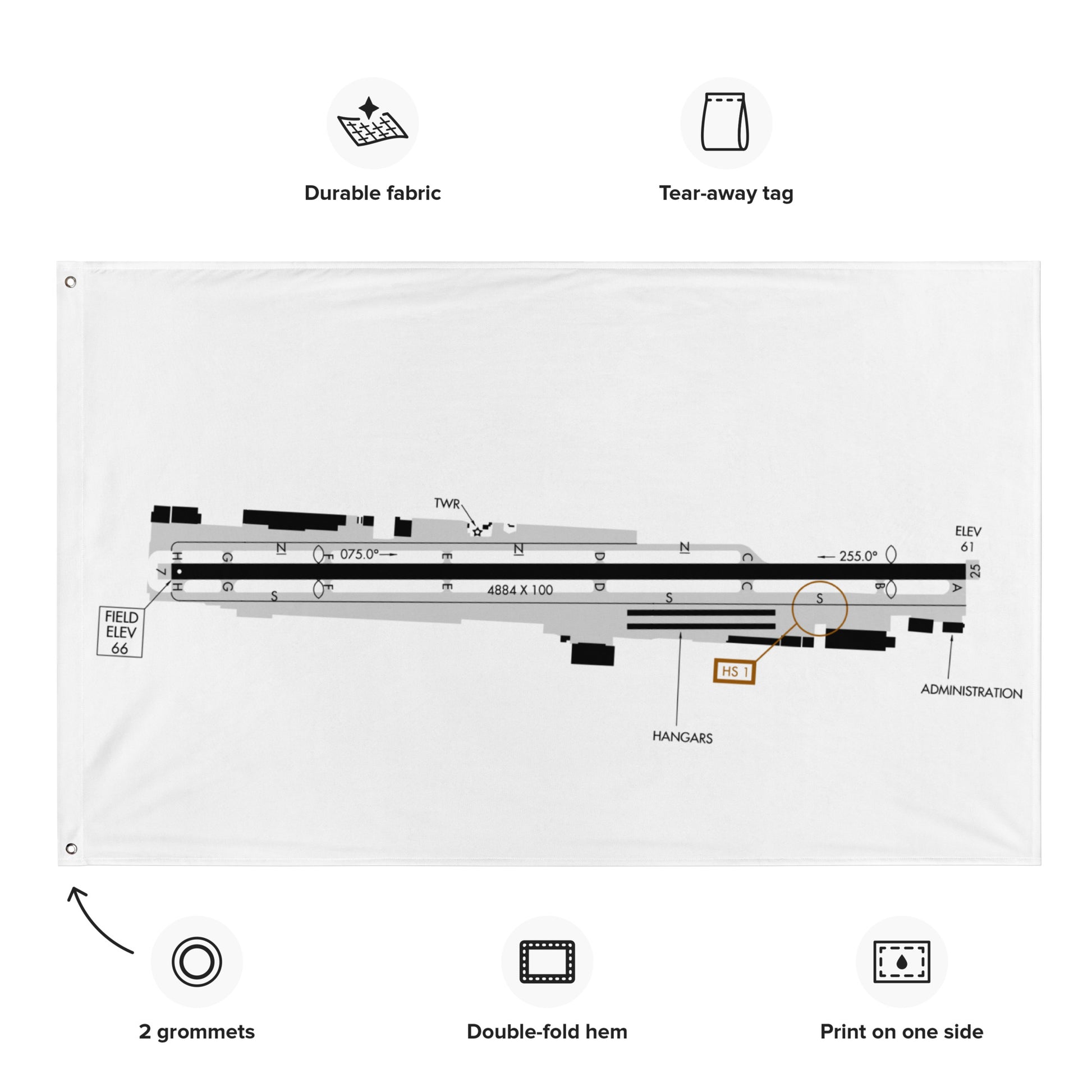 Hawthorne Airport taxi diagram - flag