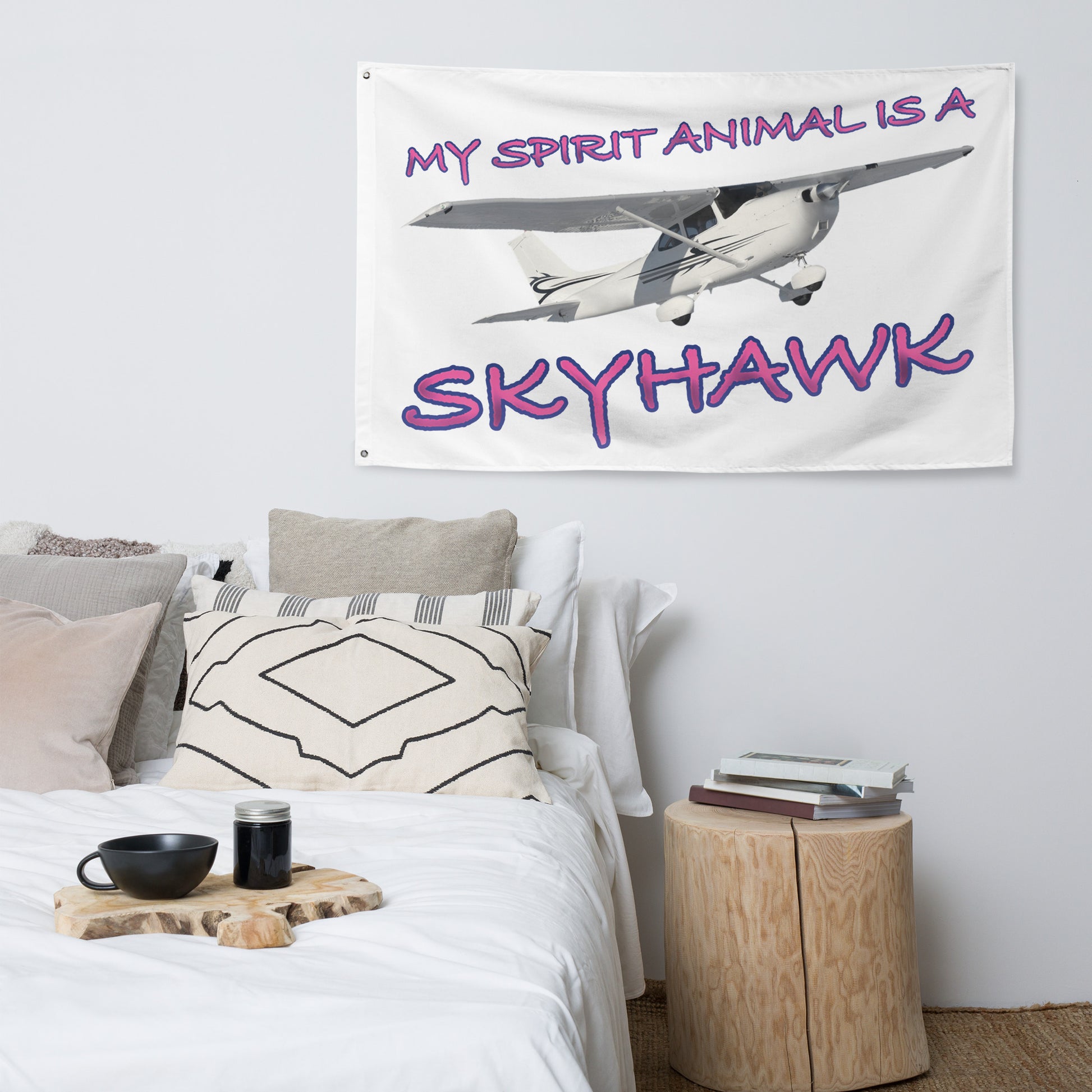 My Spirit Animal is a Skyhawk - flag (pink)