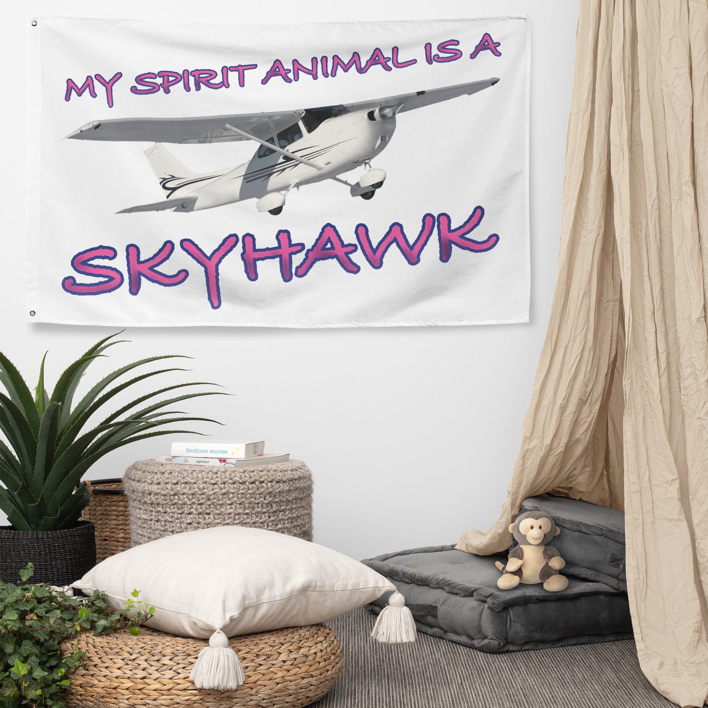 My Spirit Animal is a Skyhawk - flag (pink)