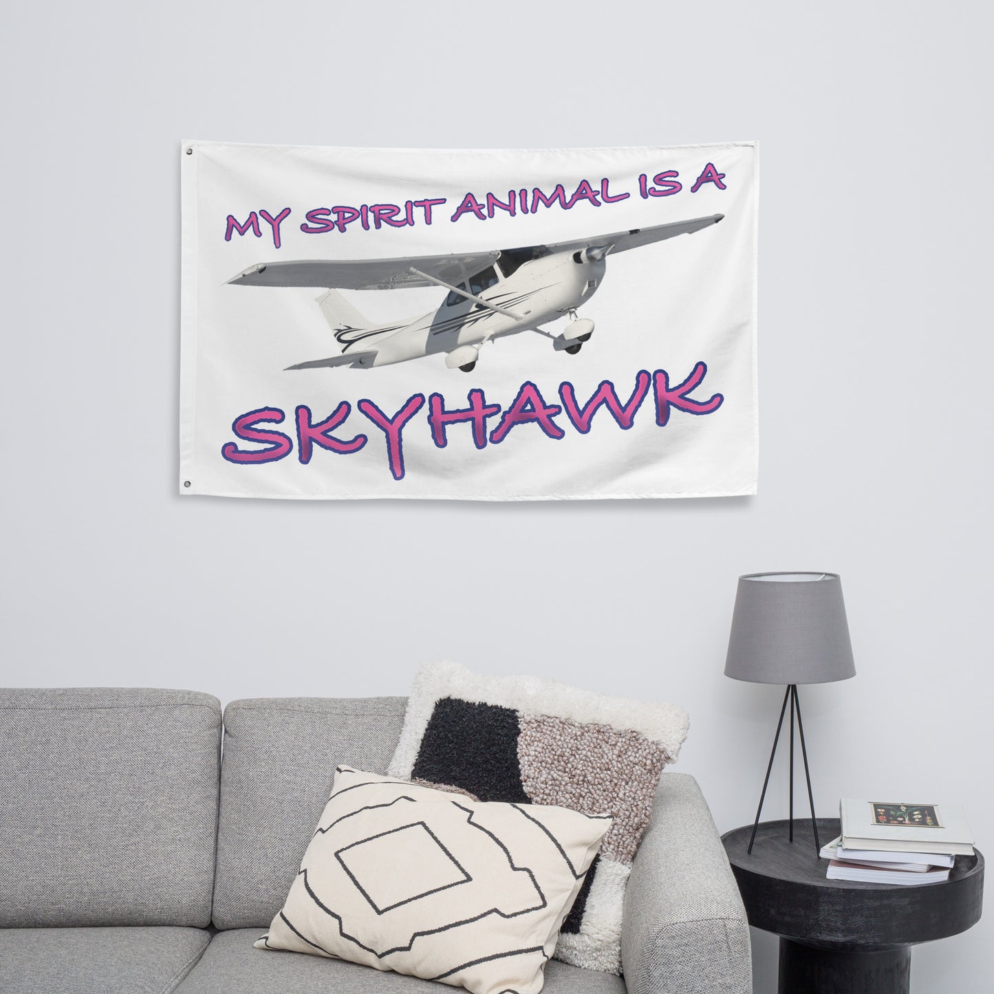 My Spirit Animal is a Skyhawk - flag (pink)