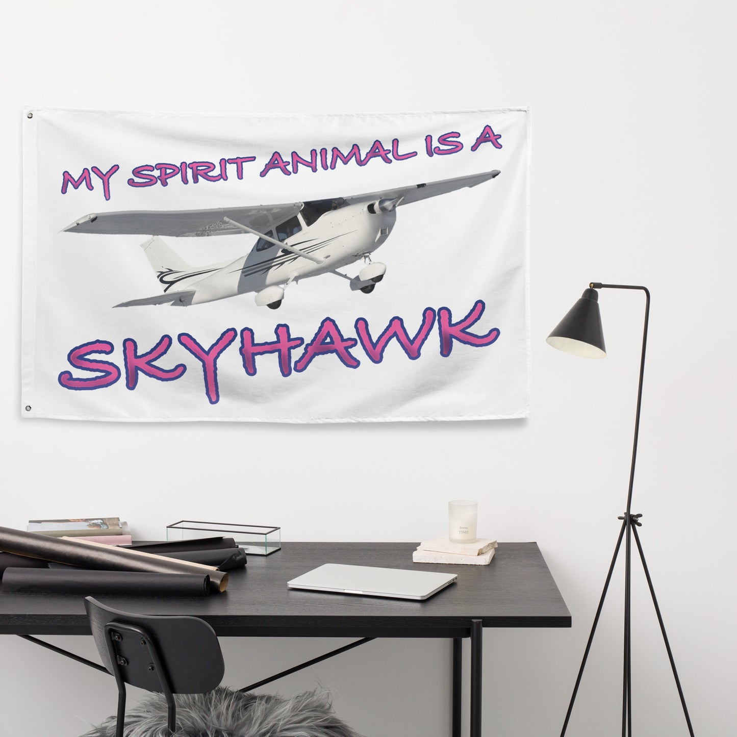 My Spirit Animal is a Skyhawk - flag (pink)