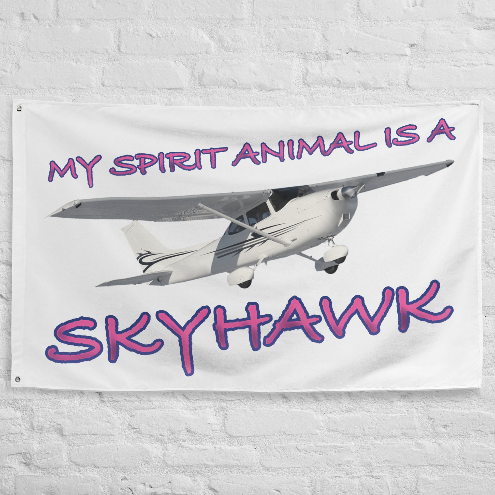 My Spirit Animal is a Skyhawk - flag (pink)