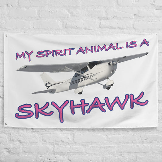 My Spirit Animal is a Skyhawk - flag (pink)